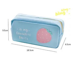 Bsci/Sedex Aantrekkelijke Ontwerpen Pu Etui Fruit Patroon Leuke Potlood Tas Voor School, Potloden Draagtas, fruit Etui