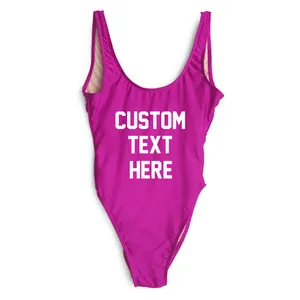 Bañador de una pieza de alta calidad para mujer, traje de baño con texto personalizado, Sexy, estampado de letras, para playa, 2019