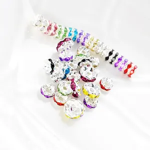 Silver Beads Spacer Colorful All Types Tyre 4mm 6mm Rhinestone Spacer Beads Crystal Spacer Beads for Jewelry Making