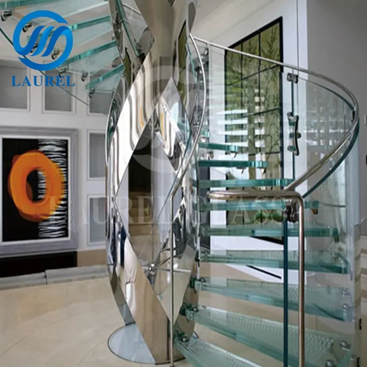 13.52mm three layer laminated glass,frameless curved laminated glass balustrade