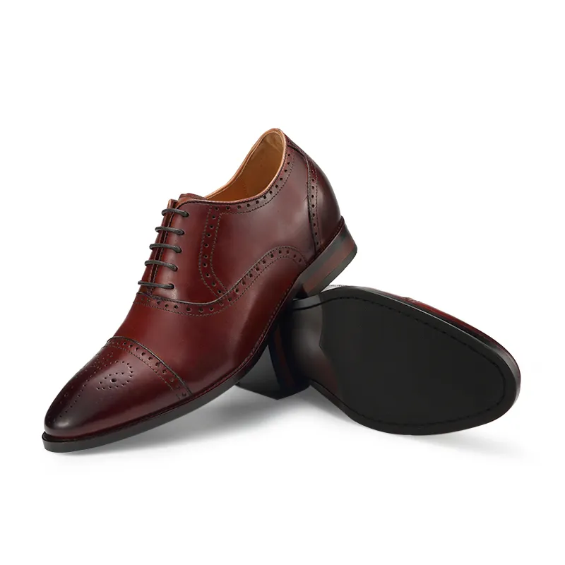 Hot wholesale shoes office shoes men Brown Increasing Height Genuine Leather Elevator Dress Shoes for Men