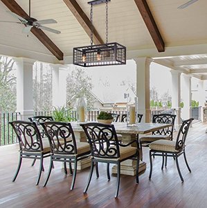 <span class=keywords><strong>Lampadario</strong></span> Industriale C14 a 3 Luci per Bar e Ristoranti, Lampada a Sospensione Nera con <span class=keywords><strong>Gabbia</strong></span> in Ferro e Paralume a Rete, Catena per Lampadari da Isola - Product Image 6