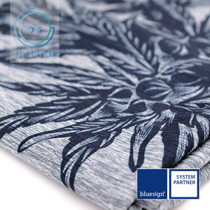 เสื้อถักผ้าเจอร์ซีย์ผ้าถักพิมพ์ลายเฮเทอร์ผสมโพลีเอสเตอร์สแปนเด็กซ์สีน้ำเงิน - Product Image 2