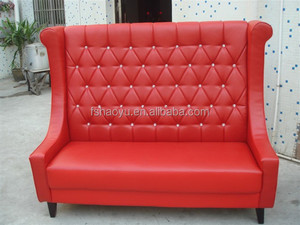 Muebles para Restaurante Mexicano, Asientos de Cuero Sintético Rojo Tipo Cabina, Sofá Doble para Restaurante - Product Image 2