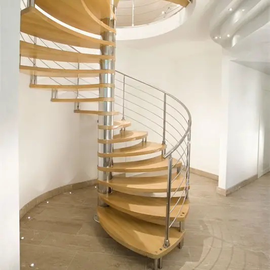 Stainless Steel Wood Spiral Staircase Price with Solid Timber Stairs Step Round Ladder