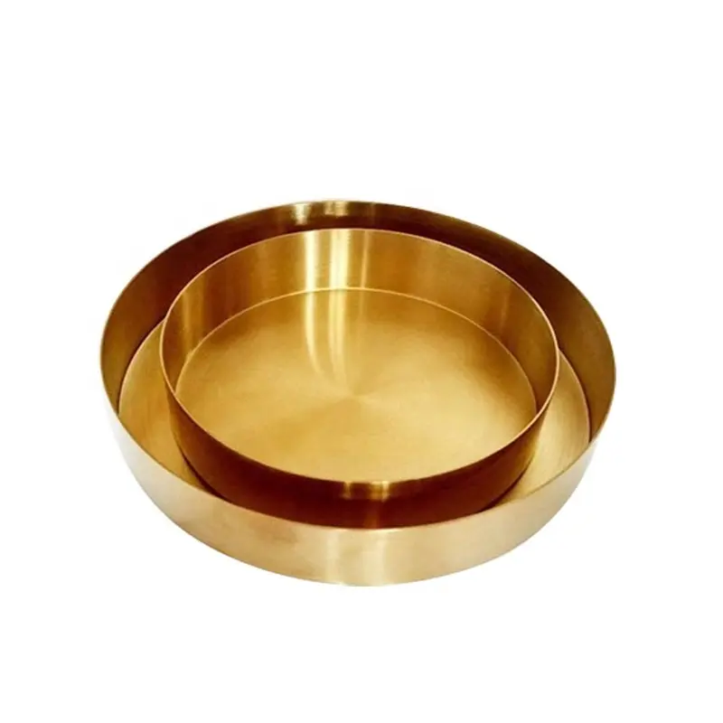 Nordic di lusso in acciaio inox rotondo di metallo specchio oro vassoio