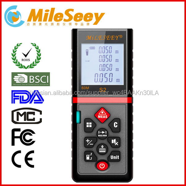 Фабрики китая Mileseey S2 100 м метр цифровой измеритель толщины метр лазерный дальномер