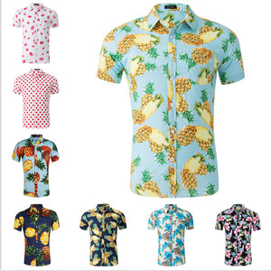 Camicia da spiaggia calda all'ingrosso a manica corta da <span class=keywords><strong>uomo</strong></span> in cotone stampato camicia hawaiana <span class=keywords><strong>fiori</strong></span> Casual Aloha <span class=keywords><strong>camicie</strong></span> hawaiane per gli uomini - Product Image 2