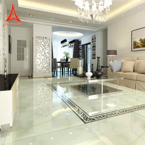 Ivory White Tile Modern Floor Tile Polished Porcelain Tiles Jade Look Like Marble Living Room Morden Design Indoor Yellow Glossy