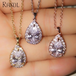 RAKOL NP3002 AAA <span class=keywords><strong>collana</strong></span> di zirconi placcati <span class=keywords><strong>oro</strong></span> ottone semplice <span class=keywords><strong>collana</strong></span> di gioielli a catena <span class=keywords><strong>lunga</strong></span> - Product Image 6