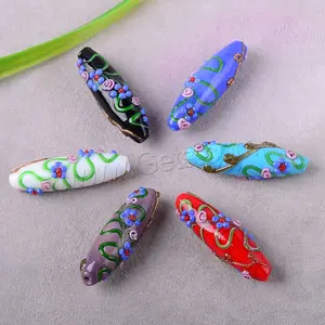 Bán Buôn Handmade Hỗn Hợp Lampwork Glass Hạt Hình Bầu Dục Hạt