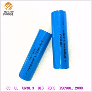 Alto tasso IFR 18650 P 3.2 V 1100 mAh LiFePo4 batteria ricaricabile per la potenza del motore - Product Image 1