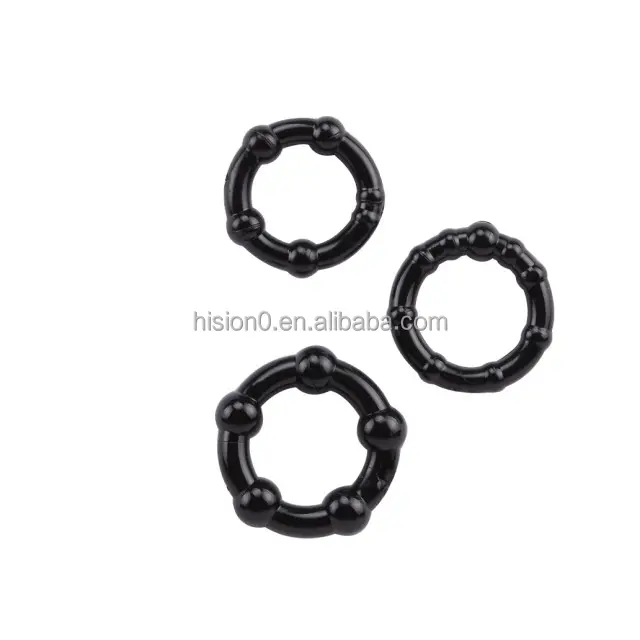 Factory Price 3 Pcs Pack Gear Cock Ring High Quality Silicone Penis Ring、Beaded Lock Fine Ring Male Delay Supplies