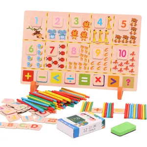 2018 새로운 제품 양면 칠판 알파벳 디지털 퍼즐 다기능 드로잉 보드 학습 상자 나무 장난감