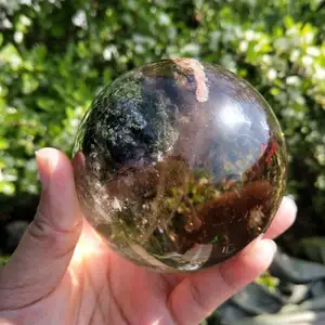 Top quality rare natural smoky quartz ghost ball for decoration