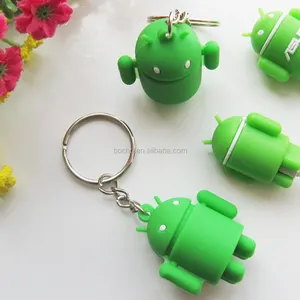 Promocional personalizado de goma suave de pvc 3D android llavero