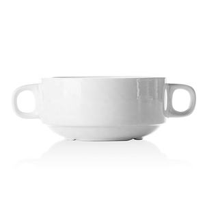 Tazón de Sopa Apilable de Porcelana Blanca de 270 ml con Asa y Platillo, Tazón de Cerámica Japonés, Tazón de Sopa con Tapa de Cerámica - Product Image 4