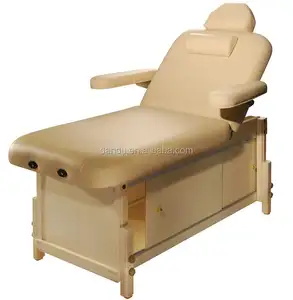 Mt Kaiser-Tilt Factory Supply Duitsland Beukenhout Hoogte Verstelbare Stevige Stationaire Massage Bed Massage Tafel Met Opslag