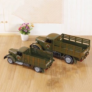TM696 Decoración Vintage para el Hogar, Camión Retro <span class=keywords><strong>de</strong></span> <span class=keywords><strong>Juguete</strong></span> <span class=keywords><strong>de</strong></span> Hierro, Modelos <span class=keywords><strong>de</strong></span> Camiones Antiguos para Decoración, Vehículos Militares, Estilo Shabby Chic - Product Image 3