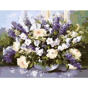 Tự làm cá nhân sơn dầu hoa oải hương và hoa trong một bình vẽ tay sơn dầu trang trí nhà hình ảnh tường hình ảnh