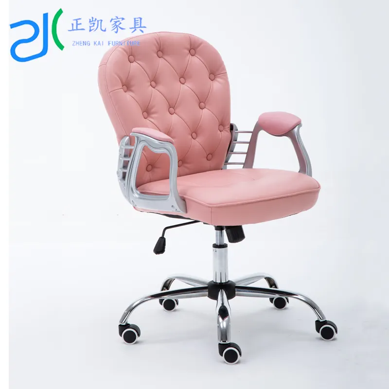 Chaise pivotante rose avec jambes chromées, fauteuil de salle à manger ou de bureau, article commercial