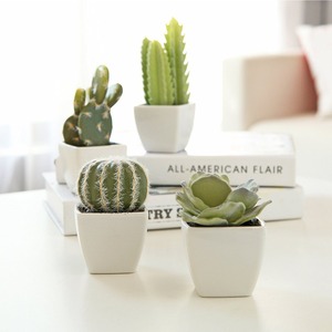 Artificiale <span class=keywords><strong>Mini</strong></span> Succulente e <span class=keywords><strong>Piante</strong></span> di Cactus in Bianco a Forma di Cubo Pentole - Product Image 4