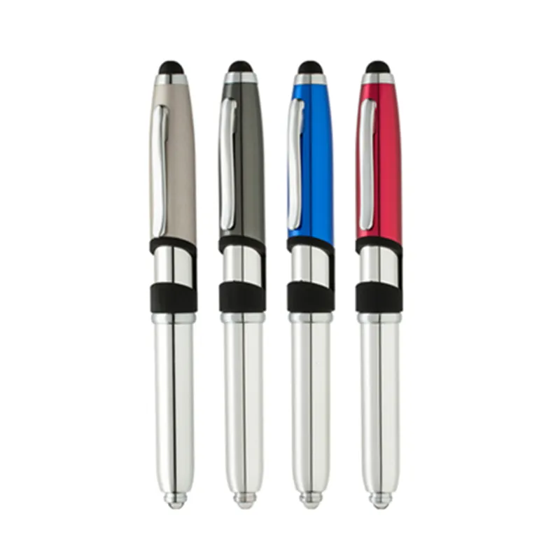 4 in 1 Led light Promotional ballpoint pen with Stylus and mobile phone Holder