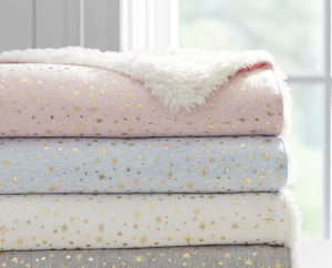 Double Layer Whole Sale Gold <strong>Star</strong> Printed Sherpa <strong>Blanket</strong> Thick Heavy Swaddle Stroller <strong>Blanket</strong> - Product Image 3