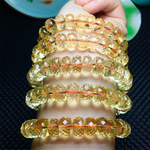 Cristal natural al por mayor 11-13mm citrino poliedro oval pulsera de los granos - Product Image 1