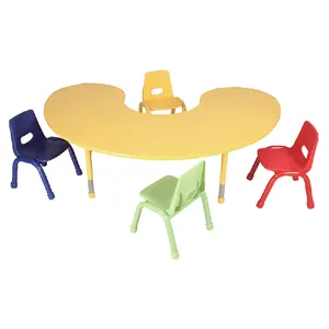 Color nursery school furniture desk and chair set