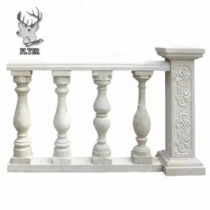 Building Material Natural Hand Carving White Marble Staircase Handrails Stone Balustrade