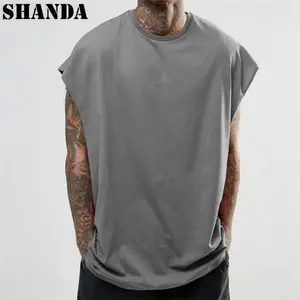 Di alta qualità di hip hop vestiti senza maniche dropped giromanica mens t shirt oversize