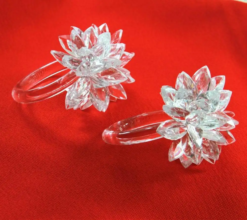 Привлекательные современные акриловые кольца для салфеток с кристаллами
