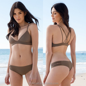 Costumi da bagno Sexy giovani ragazze <span class=keywords><strong>bikini</strong></span> tinta unita con fondo all'uncinetto - Product Image 1