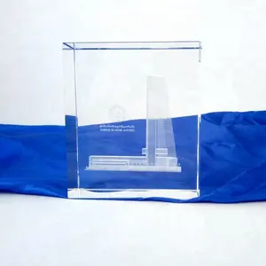 현대 Design 기념품 Gift 유명 Building 새겨진 3D 레이저 Crystal Cube K9 (gorilla Glass) 레이저 빈 키 빈 Cube