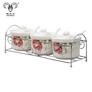 Tarros <span class=keywords><strong>de</strong></span> cerámica <span class=keywords><strong>de</strong></span> alta calidad para especias, tarros <span class=keywords><strong>de</strong></span> condimentos para el hogar, salsas, salsas, salero - Product Image 2