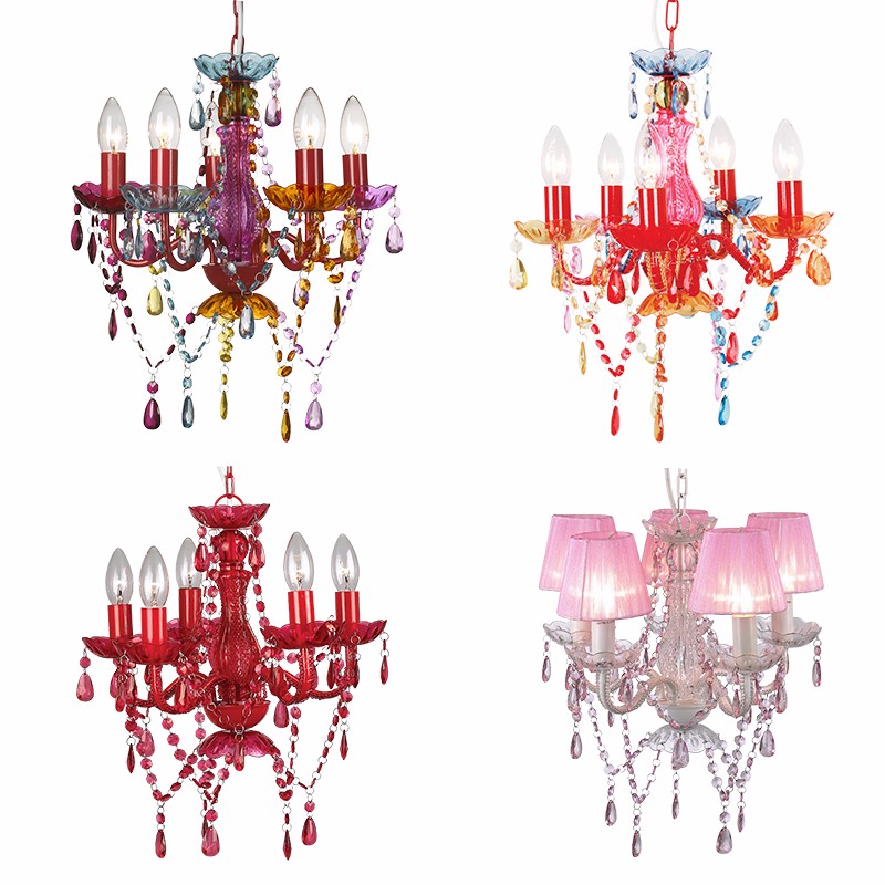 Multi-color hotel classic 5 arm chandelier hanging lights for bedroom
