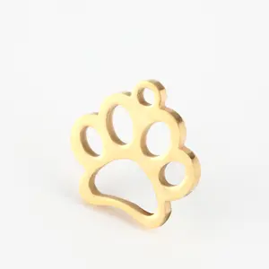 Tùy Chỉnh Thép Không Gỉ Thủ Công Trang Sức Phụ Kiện Cut Out Dog Cat Bear Bán Buôn Paw Print Charms Đối Với Vòng Cổ