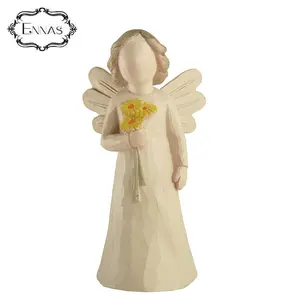 Resin Fair Figurine Angel Statue Little Angels Holding Peace Dove