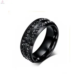 Мужское кольцо из титановой стали с черными бриллиантами