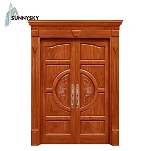 Luxury Oak Solid Wood Vancouver Panel Wooden Design Door Swing Entry Doors Interior Painting+natural Wood Exterior/interior Door