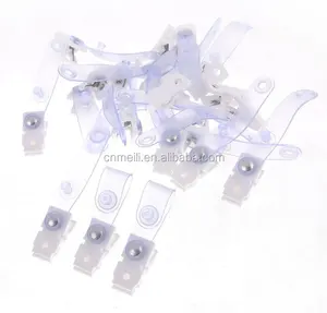 Plastic ID Card Name Tag Holder Badge Strap Clip White Clear