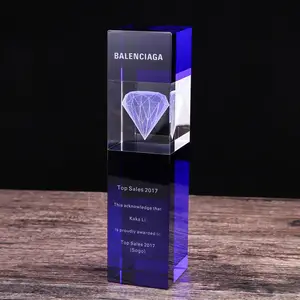 Spot crystal ornament company premio per eventi di fine anno regalo medaglia di cristallo personalizzazione incisione laser 3d trofeo diamante cristallo k9