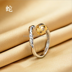 Animal colección de joyas de oro de plata abierta y lindo banda cerdo/conejo/<span class=keywords><strong>perro</strong></span>/Tigre/anillos de pollo - Product Image 3