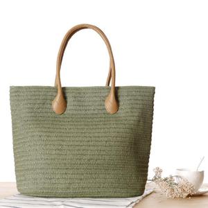 Panier français en paille, panier <span class=keywords><strong>de</strong></span> marché, sac <span class=keywords><strong>de</strong></span> <span class=keywords><strong>plage</strong></span>, panier marocain fait à la main, panier français naturel avec poignée en cuir, sac en raphia et en paille - Product Image 2