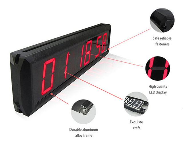 High Quality Aluminum Alloy Frame 2.3 Inch Digit Countdown Stopwatch Timer Indoor Use LED Digital Wall Clock With Remote Control