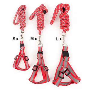 Multi Farben Hund Leah Mit Harness Polyester Geflochtenen Seil Reflektierende Hundehalsband Große Größe 1,5*120 CM