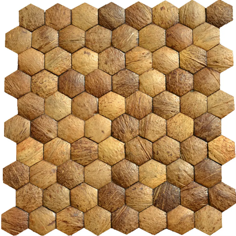 Tessere di mosaico effetto legno piastrelle di mosaico conchiglia di cocco