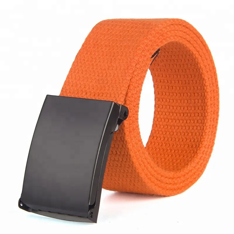 Màu Rắn Kim Loại Khóa Polyester Vải Webbing Strap Mens Dệt Vải Vành Đai