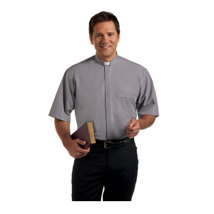 Nuova Camicia da Sacerdote a Maniche Corte con Colletto Romano ROSSO <span class=keywords><strong>per</strong></span> Uomo - Product Image 3